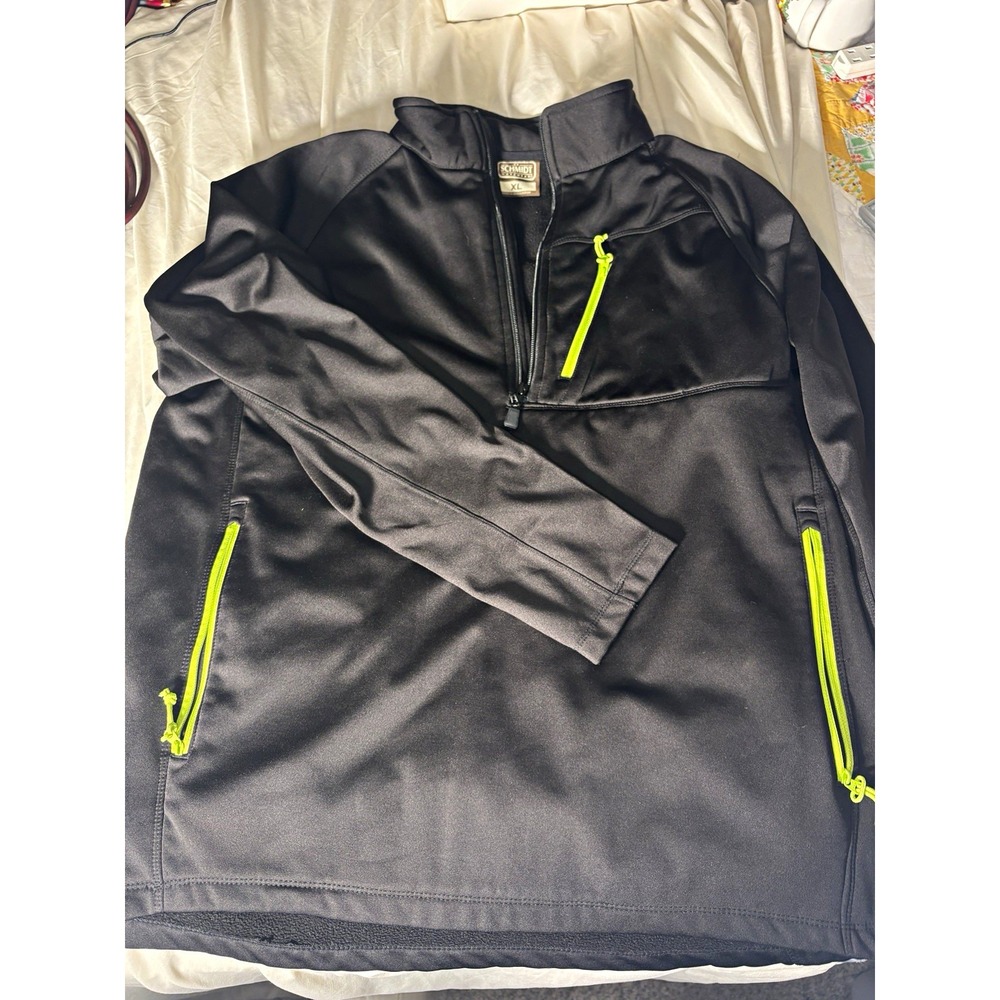 Schmidt Workwear Men's XL Black/Green 1/4-Zip Mock Neck Pullover Pockets